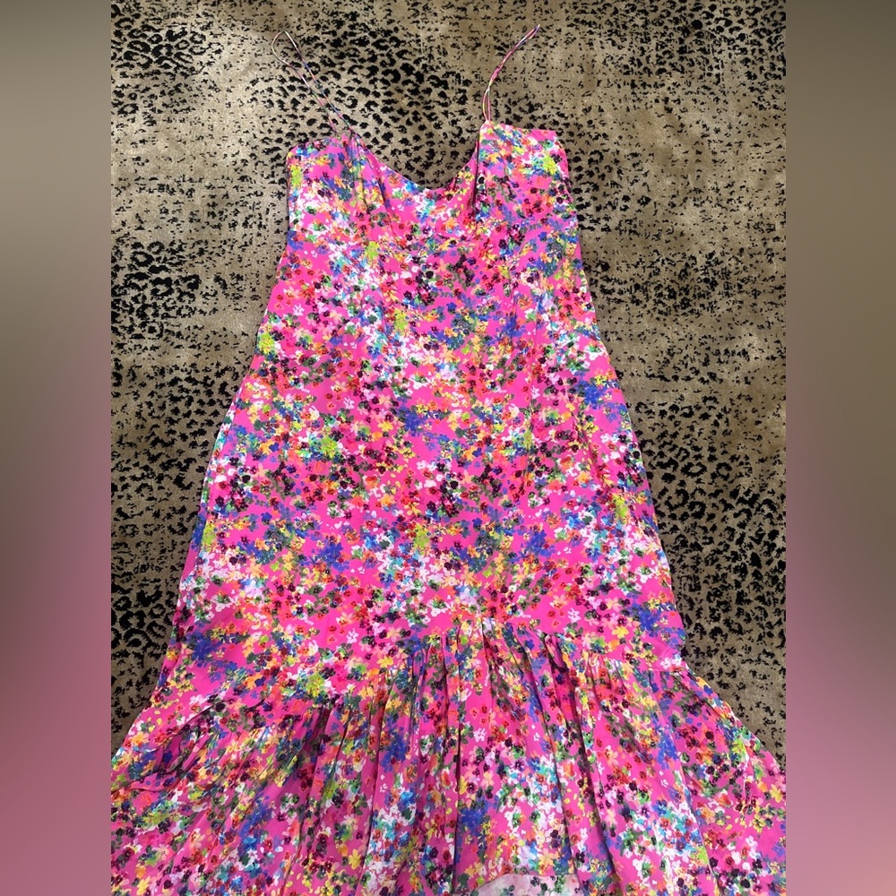 Saloni Pink Floral Maxi Dress